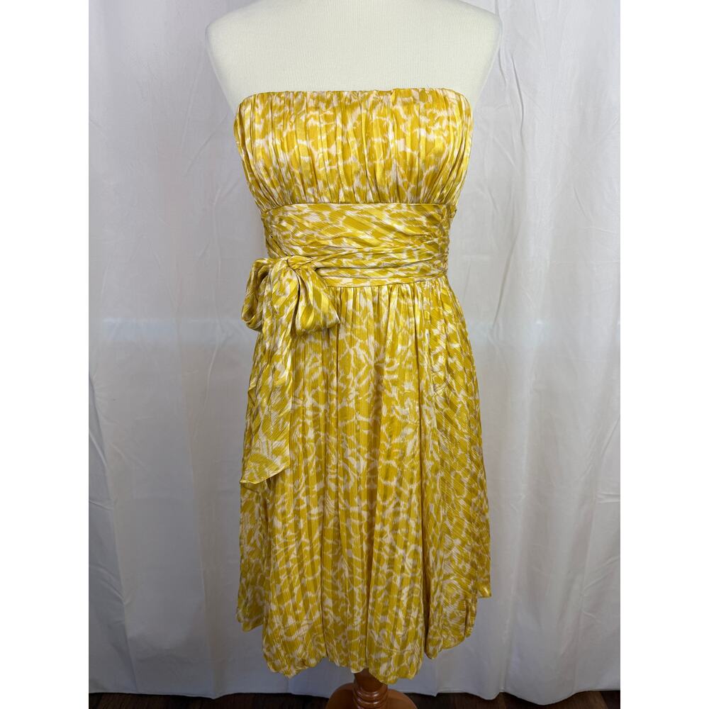 BCBG Maxazria Silk Strapless Summer Dress Bubble Hem 6